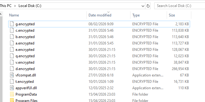 C drive folder contents
